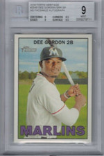 2016 Topps Heritage Dee Gordon No Facsimile Autograph SP BGS 9