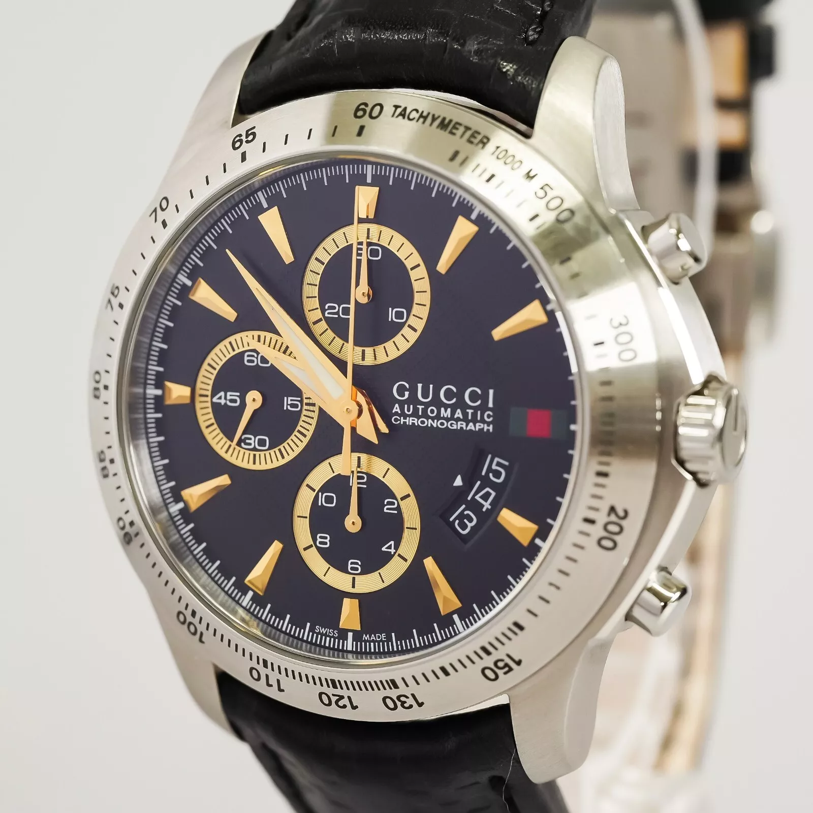 Rare couleur **NEUF avec boite** GUCCI 126.2 chronographe automatique cadran bleu montre homme