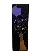 2 x Bottle Bags Black With Gold Foil "Prosecco Time" Gold Tag