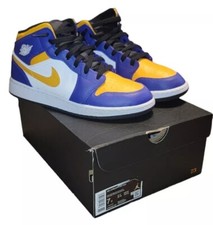 Jordan 1 MID Lakers PS Juvenil 7Y Zapatos DQ8423-517 Tenis Nike Air Kobe LA