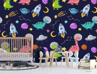 3D Dinosaur Planet Moon Pattern Wallpaper Wall Murals Removable Wallpaper