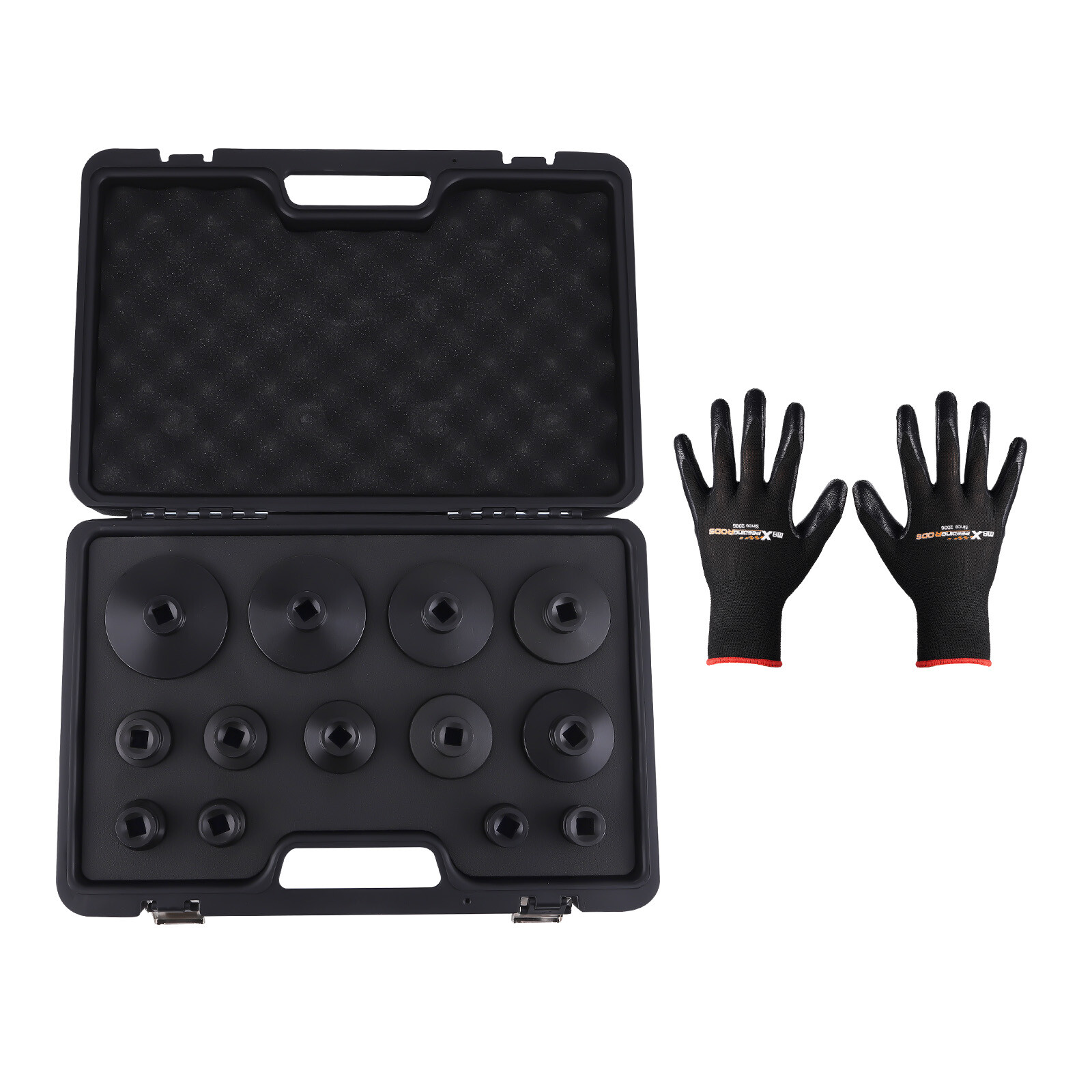 13PCS GROOVED LOCKNUT SOCKET SET 1/2" DR. INTERNAL TEETH 18 - 80MM 45# STEEL