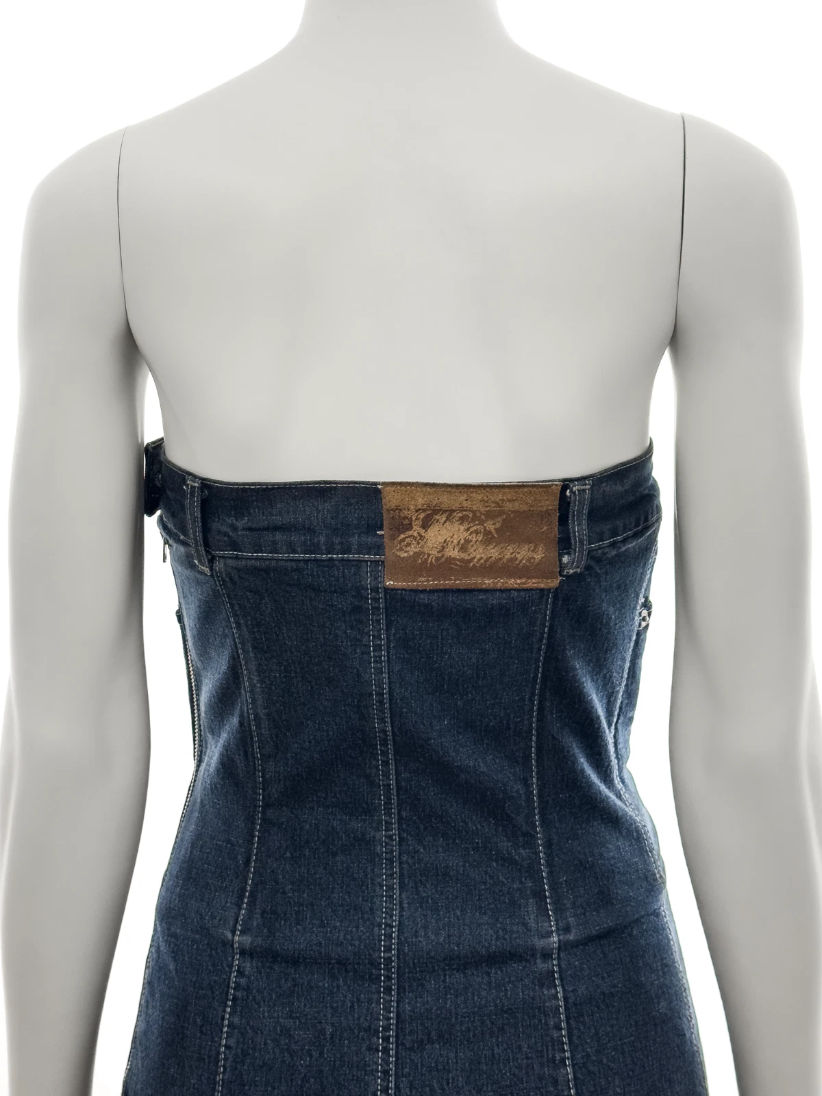 Abito corsetto denim indaco Alexander McQueen 1996 A I
