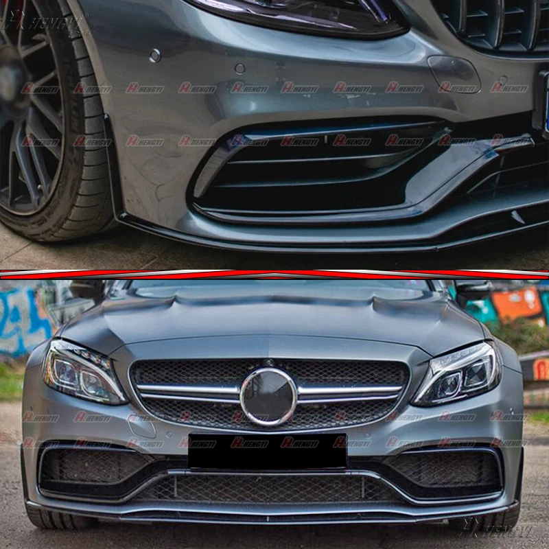 Alerón delantero divisor de labios negro brillante para Mercedes C205 C63 AMG cupé 2015-2022 Foto 4 de 4