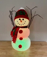 Melted Plastic Popcorn Snowman LED Color Changing Light Up 16"