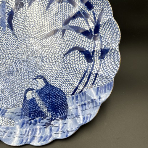 ARITA BLUE CHINESE QUAIL SCALLOPED DINNER PLATES 12 1/4" BLUE & WHITE BIRDS - Picture 2 of 8