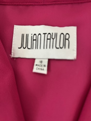 Ann Taylor Vintage Blouse Size 18 Chiffon Deep Pink Pin Tuck Crop Style EUC - Picture 8 of 10