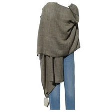 Cashmere|4 Ply|Shaw/Throw|HandLoomed |Nepal|'Natural'|2 Color|Taupe & Black