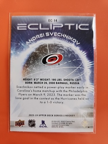 2023-24 Upper Deck Series 2 Ecliptic EC-14 ANDREI SVECHNIKOV Carolina Hurricanes - Foto 3 di 3