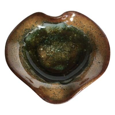 Tiny pottery & glass trinket dish paintbrush/chopstick holder 3.5'' diameter READ