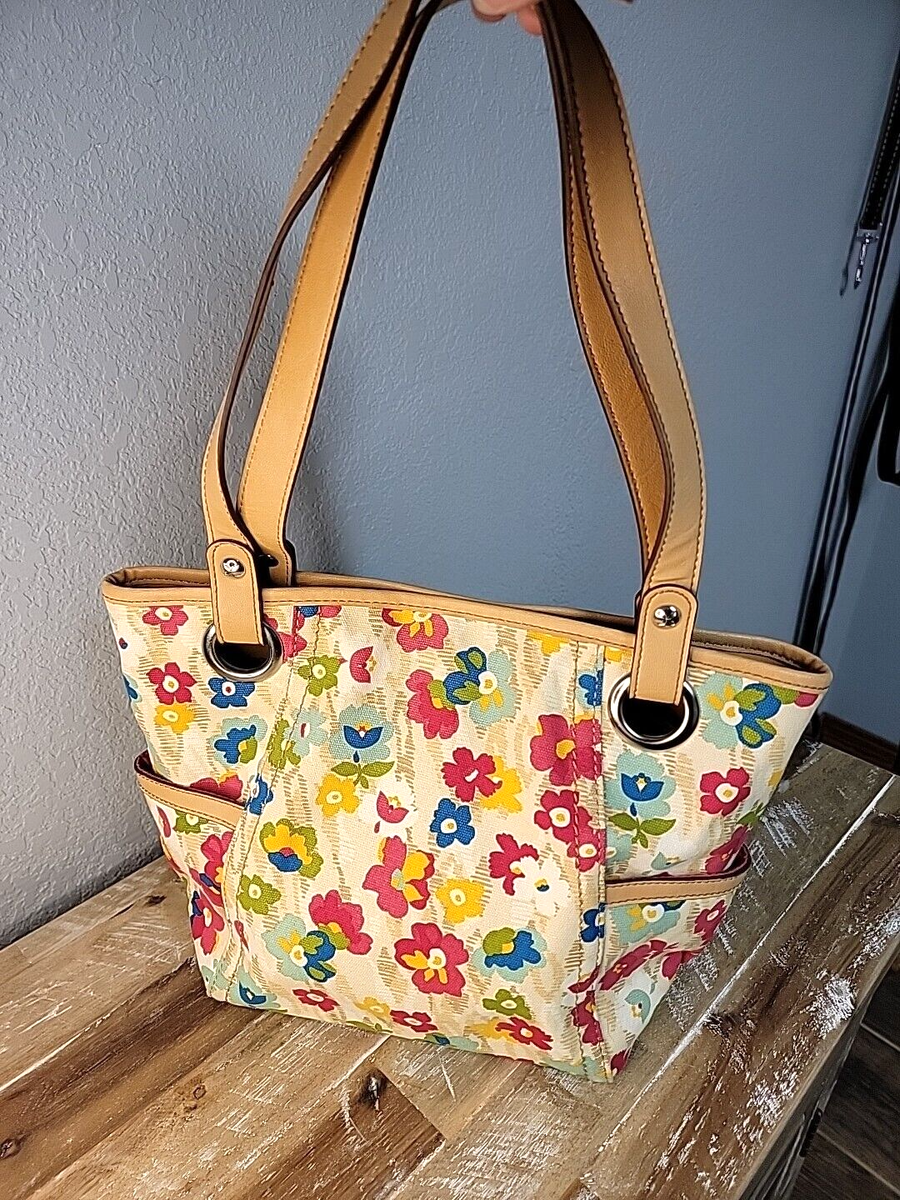 RELIC Purse Handbag Shoulder Bag Floral Canvas Double Handle Flowers