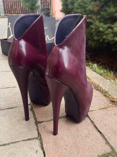 ZIGI NY LONDON TRASH CRIME PATENT LEATHER STRAPPY WEDGE BOOTIE 6.5 US/ 37 EU - Picture 12 of 14