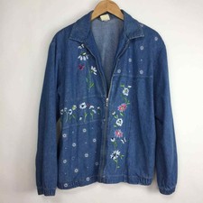 Vintage 80's Teddi Denim Floral Embroidered Jacket