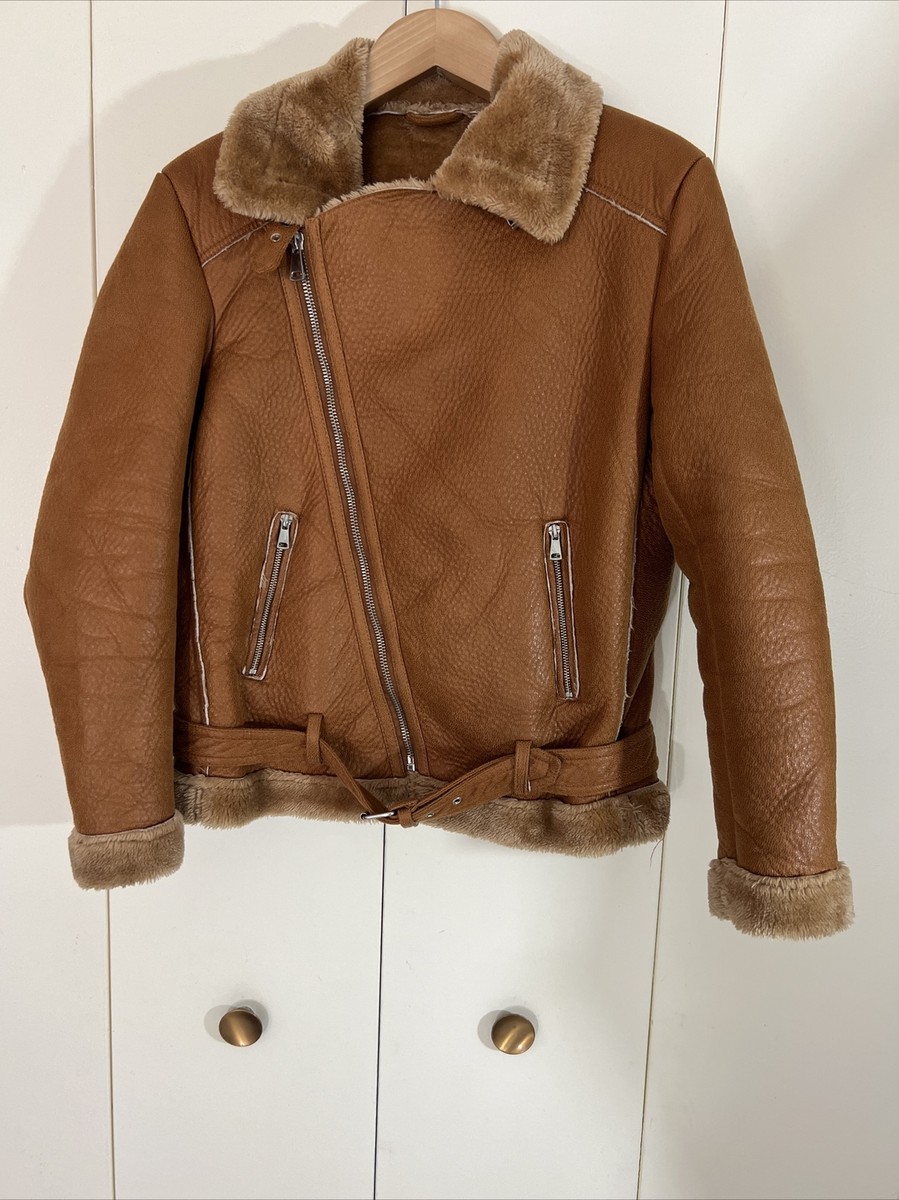 moto boho VIBES 古着 リブニット切替 ラビットファージャケット Robert Phillips Shearling Moto Motorcycle Jacket Size Medium Color