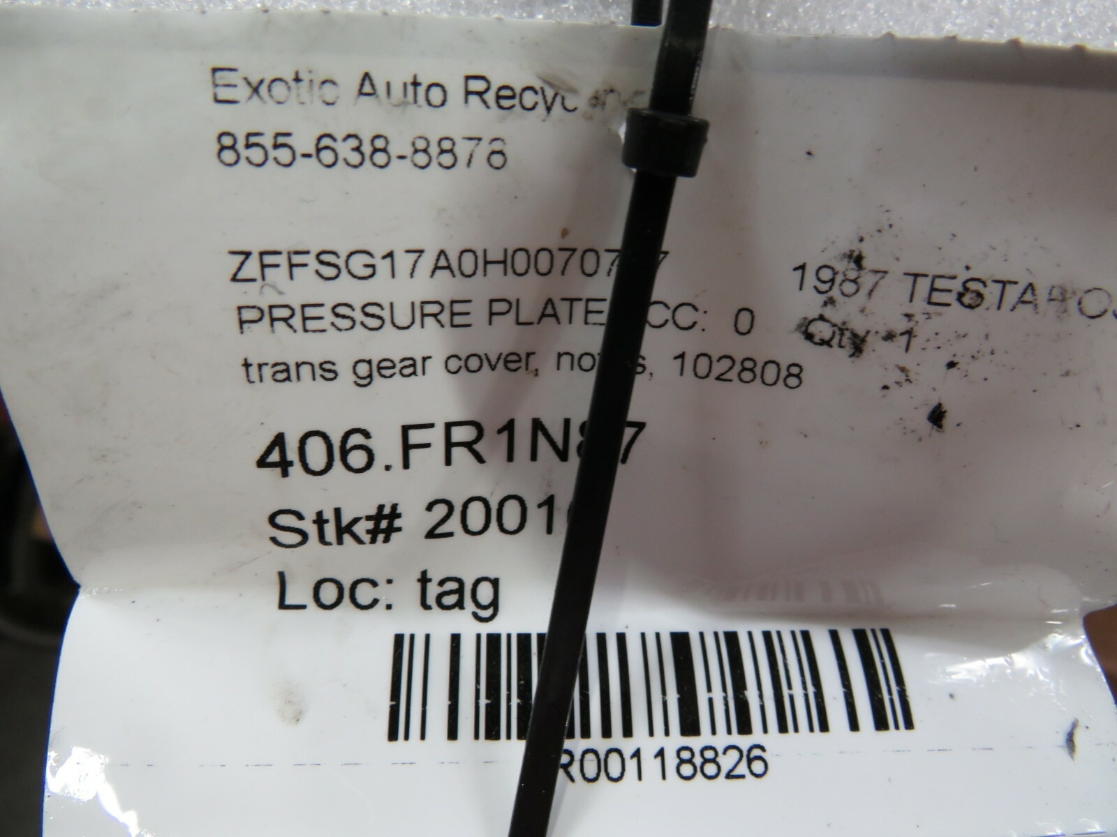 Ferrari Testarossa, Transmission Gear Cover, Used, P/N 102808