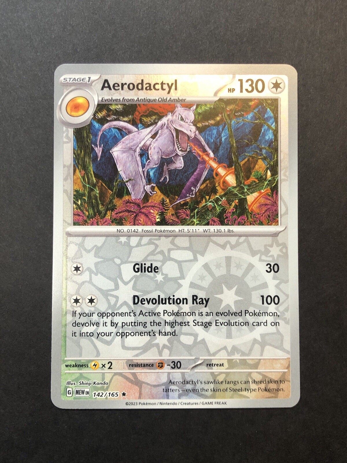 Pokemon TCG Aerodactyl Reverse Holo 142/165 Scarlet & Violet 151 Near Mint