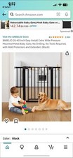 BABELIO 26-40" Wide Inch Easy Install Pressure Mounted Metal Baby Gate, Black