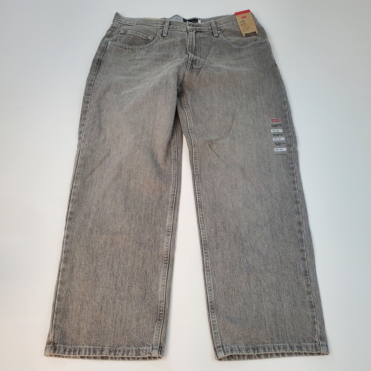 Levi's SilverTab ダークグレー デニム W34 L30 Levi's SilverTab Loose Fit Light Gray Wash Jeans Mens Size
