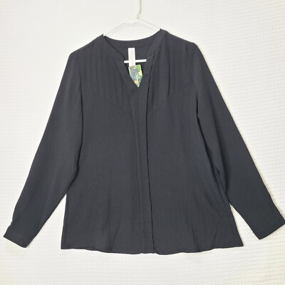 NWT Blooming Jelly Womens Medium Oversized Black Long Sleeve Blouse Professional