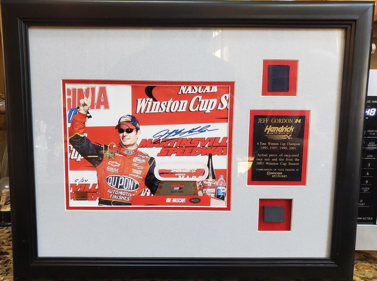 NICE FRAMED Jeff Gordon 8x10 Photo Autographed MM COA Race Used