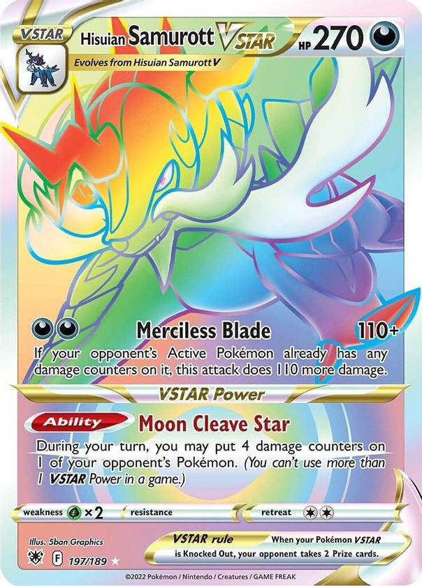 Hisuian Samurott VSTAR - 197/189 - Pokemon Astral Radiance Secret Rare Card NM
