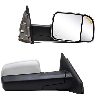 Towing Mirrors for 2004 Dodge Ram 3500 Power Heated Arrow Light Chrome LH RH