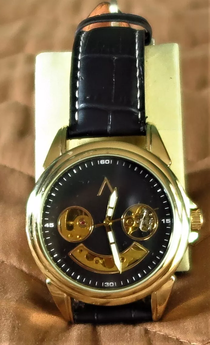Gold Designer Skeleton Automatic Watch By Dom Julian