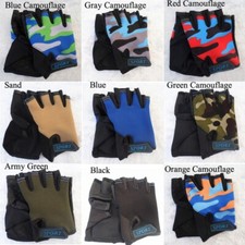 Comfortable Half Finger Fingerless Gloves for Children Bike Army Green