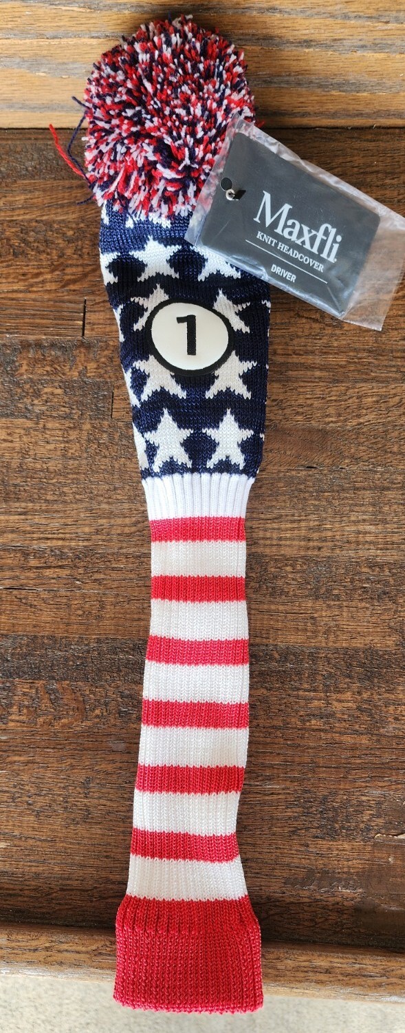 Maxfli Driver Vintage Knit Red White Blue Pom Golf Club Head Cover eBay