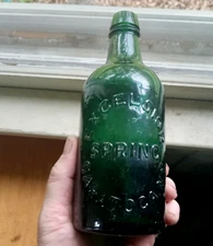 PRETTY TEAL GREEN EXCELSIOR SPRING SARATOGA NY APPLIED LIP PINT MINERAL WATER