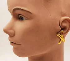 New no Tag Old Stock ANNE KLEIN Gold tone Letter "X" Shape Clip-On Earrings