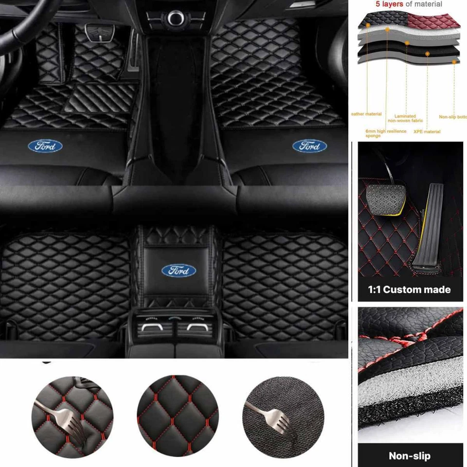 Alfombrillas impermeables para automóviles Ford todos los modelos revestimientos de automóviles alfombras de lujo personalizadas Foto 4 de 4