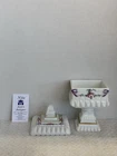 Vintage Westmoreland Milk Glass Wedding Cake Box w/ Flowers & Gold Accents