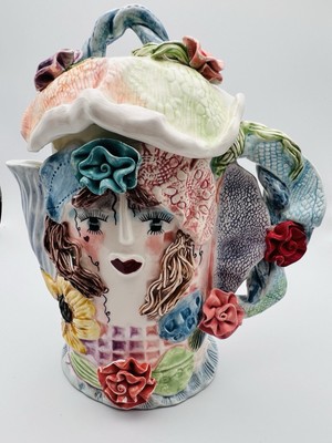 Ellen Williams by Ganz Decorative Woman s Face Tea Pot EUC