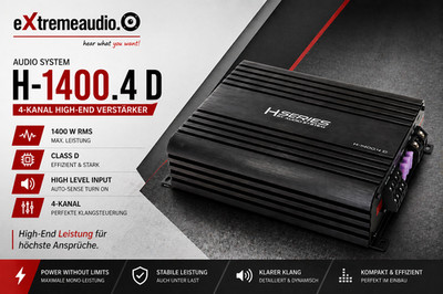 Audio System H-1400.4D High-End 4-Channel Amplifier 1400W Black