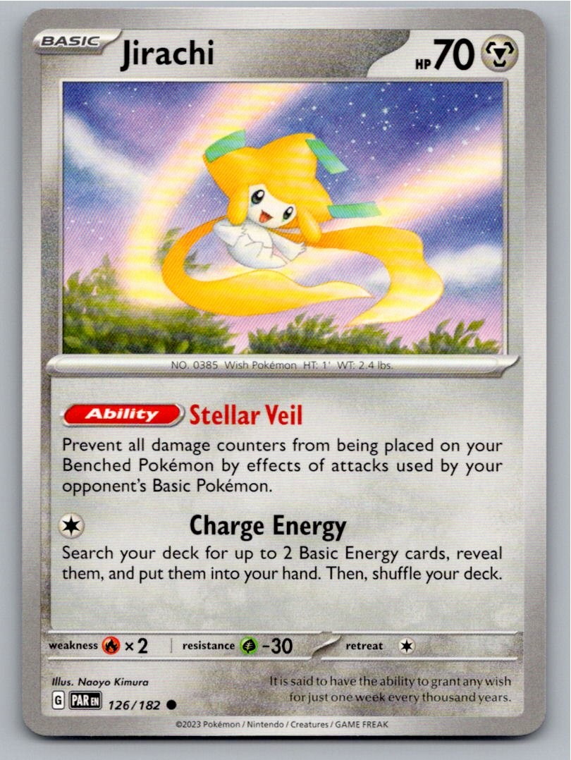 2023 POKEMON JIRACHI PARADOX RIFT 126/182 COMMON NM A42672 FREE S&H