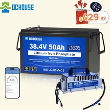 36V 50AH Lithium Golf Carts Lifepo4 Battery with 36V 25A Charger Bluetooth RV