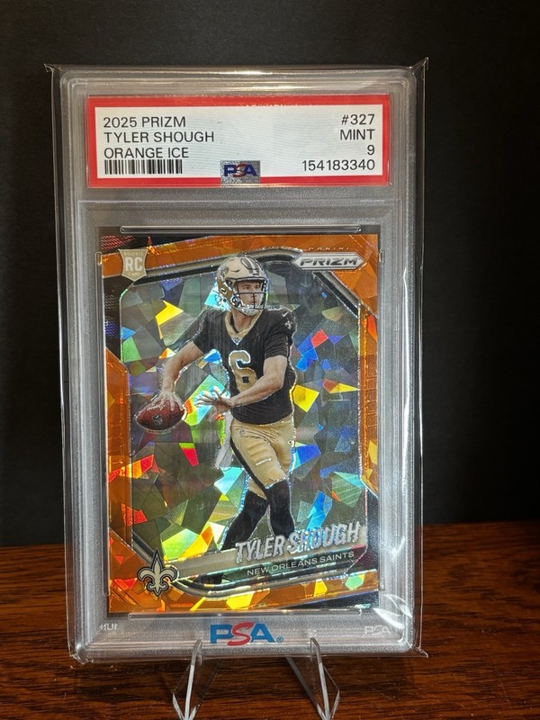 2025 Prizm Tyler Shough Orange RC Ice Prizm PSA 10