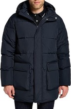 Lee Puffer Jacket Mens Small Black Longline Relaxed Heavyweight Coat RRP £180