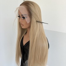 Highlight Blonde Long Straight Heat Resistant Hair Pre Plucked Lace Frontal Wigs