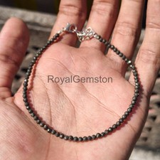 Golden Pyrite 3mm Faceted Bracelet, Dainty Gold Gemstone Jewelry, Minimalist Bea