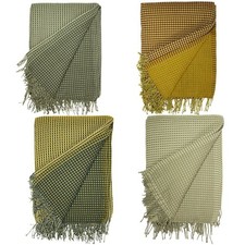 Furn Rowan Knitted Woven Waffle Fringed Throw