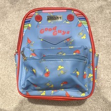 Chucky Good Guys Chucky Mini Backpack Faux Leather Graphic Print Zip Blue/Red