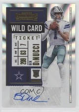 2020 Panini Contenders Wild Card Ticket Ben DiNucci #217 Rookie Auto RC. rookie card picture