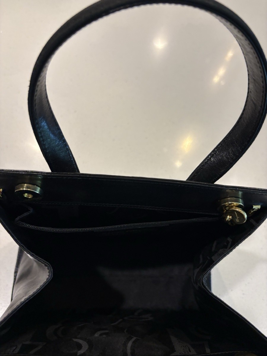 Salvatore Ferragamo Vara Black Leather Handbag Excellent Condition View 6