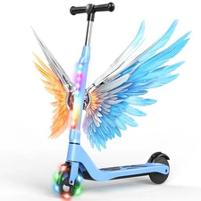 SISIGAD Electric Scooter for Kids Foldable Kick Scooter W/ Colorful LED Lights