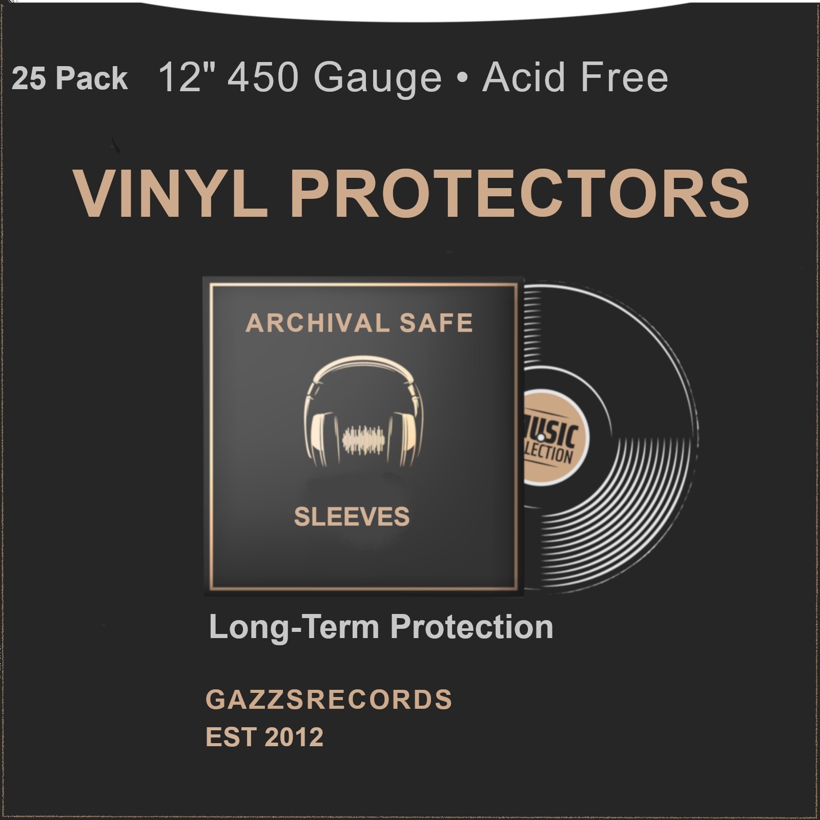 25 12"" inch Vinyl Album LP 450g Gauge Polythene Plastic Outer Record Sleeves