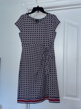 TALBOTS GEOMETRIC SOFT FAUX WRAP DRESS SZ MEDIUM
