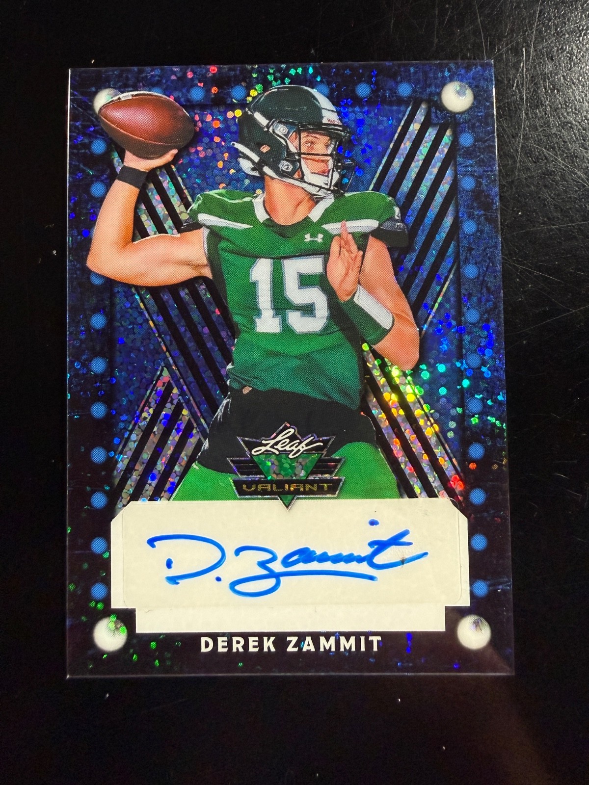 DEREK ZAMMIT VBA-DZ1 2025 LEAF VALIANT AUTO 1/1 BLUE SPECKLE