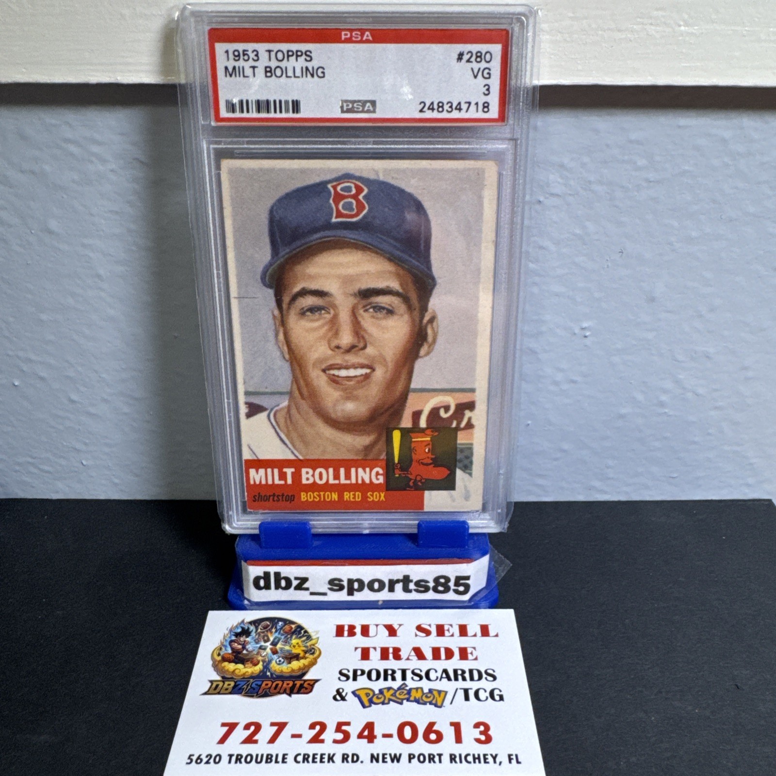 1953 Topps - High # Milt Bolling #280 VG PSA 3 (RC) Boston Red Sox